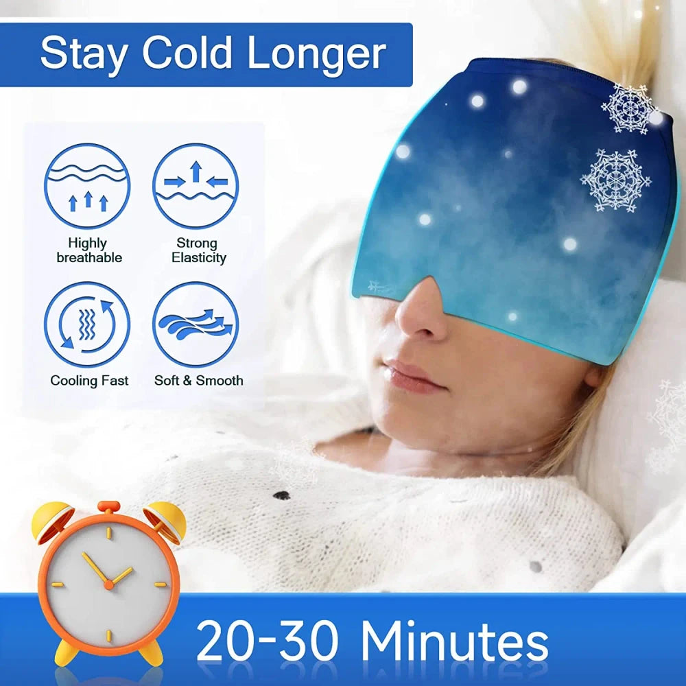 Form Fitting Gel Migraine Relief Cold Compress Hat